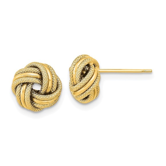 10k Yellow Gold Polished Textured Triple Celtic Love Knot Earrings